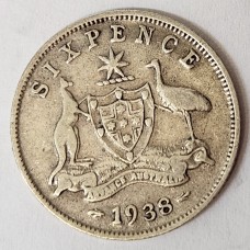 AUSTRALIA 1938 . SIXPENCE